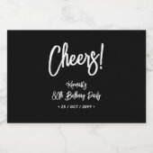 Zwart & Wit | Chic Cheers 80ste verjaardagsfeestje Sparkling Wijnetiket (Enkel label)