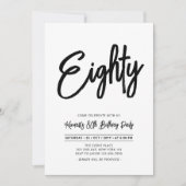 Zwart & Wit | Chic Eighty 80ste Verjaardagsfeestje Kaart (Voorkant)