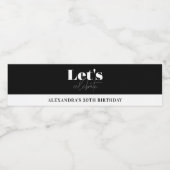 Zwart Wit Chic Elegant Verjaardag Waterfles Etiket (Enkel label)