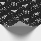 Zwart-Wit Chic Kerstboom Retail Aangepast Logo Cadeaupapier (Hoek)