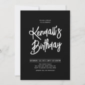 Zwart & Wit Chic Lettertype Verjaardagsfeestje Kaart (Voorkant)