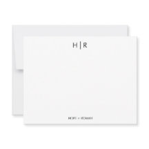 Zwart Wit Chic Minimal Modern Monogram Note Kaart