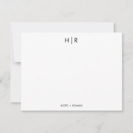 Zwart Wit Chic Minimal Modern Monogram Note Kaart