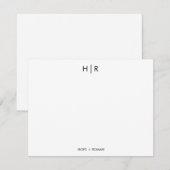 Zwart Wit Chic Minimal Modern Monogram Note Kaart (Voorkant / Achterkant)