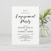 Zwart & Wit | Chic Modern Verloving Feest Kaart (Staand voorkant)