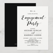 Zwart & Wit | Chic Modern Verloving Feest Kaart (Voorkant / Achterkant)