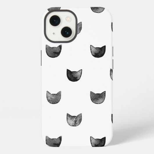 Zwart-wit chic patroon van een knuffelkat iPhone hoesje (Achterkant)