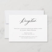 zwart-wit chic script bruiloft receptie kaart (Voorkant)