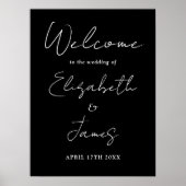 Zwart-wit Chic Script bruiloft welkom teken Poster (Voorkant)
