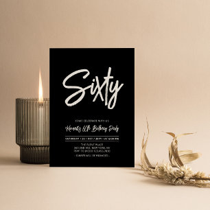Zwart & Wit   Chic Sixty 60ste verjaardagsfeestje Kaart
