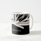 Zwart Wit Chic Zebra Print Bow Koffiemok (Voorkant rechts)