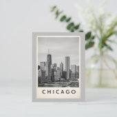 zwart-wit Chicago Briefkaart (Staand voorkant)
