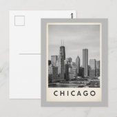 zwart-wit Chicago Briefkaart (Voorkant / Achterkant)
