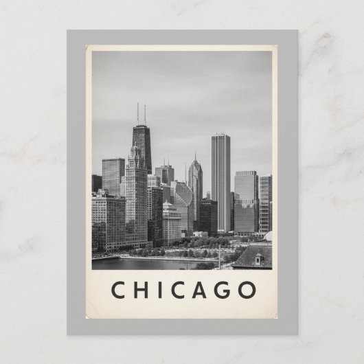 zwart-wit Chicago Briefkaart (Voorkant)