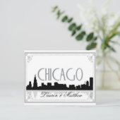 Zwart-wit Chicago skyline Briefkaart (Staand voorkant)