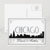 Zwart-wit Chicago skyline Briefkaart (Voorkant / Achterkant)