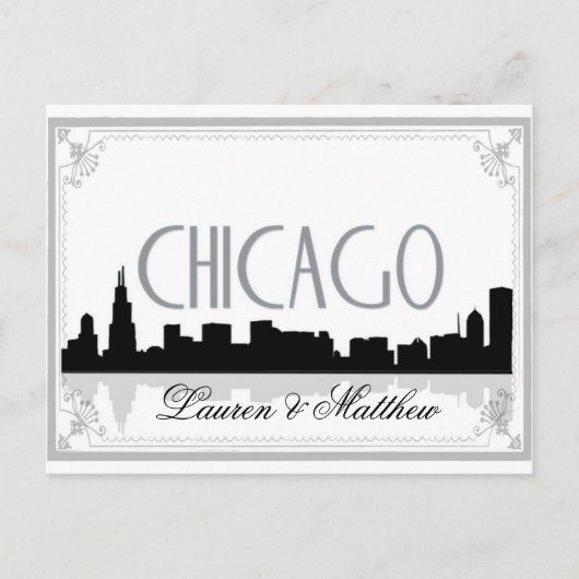 Zwart-wit Chicago skyline Briefkaart (Voorkant)