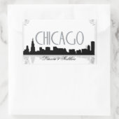 Zwart-wit Chicago skyline Rechthoekige Sticker (Tas)