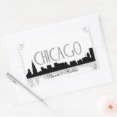 Zwart-wit Chicago skyline Rechthoekige Sticker (Envelop)
