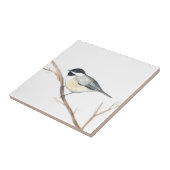 Zwart Wit Chickadee Vogel Wildlife Waterverf Tegeltje (Zijkant)