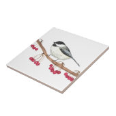 Zwart Wit Chickadee Vogel Wildlife Waterverf Tegeltje (Zijkant)