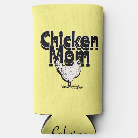 Zwart-wit Chicken Mom gepersonaliseerd Seltzer Blikjeskoeler (Voorkant)