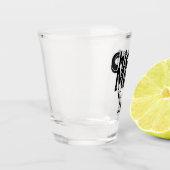 Zwart-wit Chicken Mom gepersonaliseerd Shot Glas (Links)