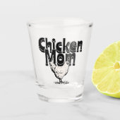 Zwart-wit Chicken Mom gepersonaliseerd Shot Glas (Voorkant)