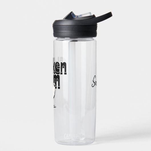 Zwart-wit  Chicken Mom gepersonaliseerd Waterfles (Links)