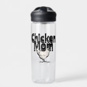 Zwart-wit  Chicken Mom gepersonaliseerd Waterfles (Voorkant)