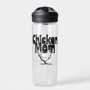 Zwart-wit  Chicken Mom gepersonaliseerd Waterfles