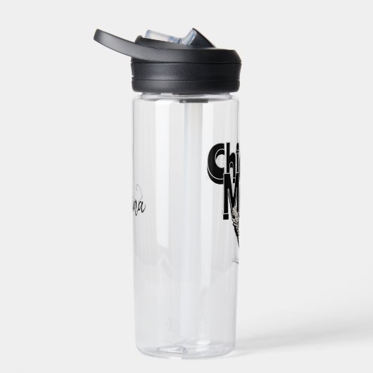 Zwart-wit  Chicken Mom gepersonaliseerd Waterfles (Rechts)