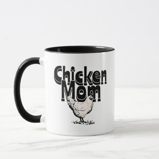 Zwart-wit Chicken Mom Mok (Links)