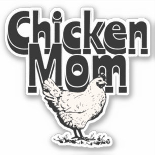 Zwart-wit Chicken Mom Sticker