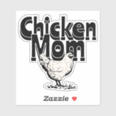 Zwart-wit Chicken Mom Sticker (Vel)