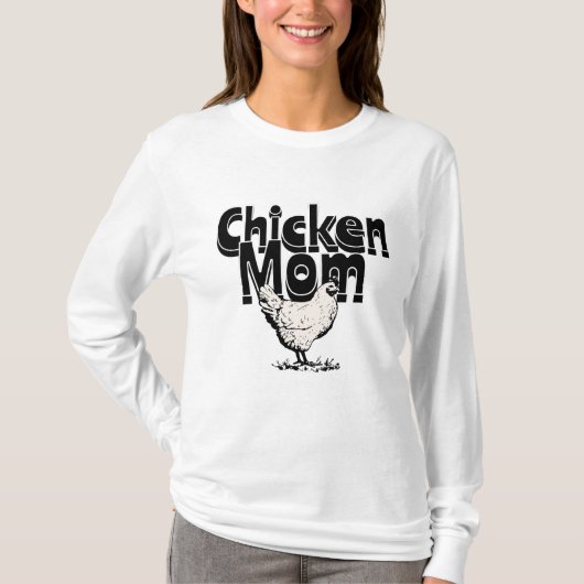 Zwart-wit  Chicken Mom T-shirt (Voorkant)