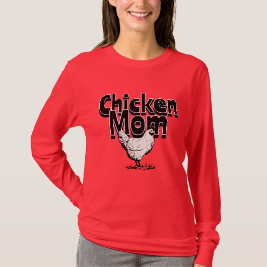 Zwart-wit  Chicken Mom T-shirt (Voorkant)