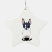 Zwart Wit Chihuahua Engel Keramisch Ornament (Voorkant)