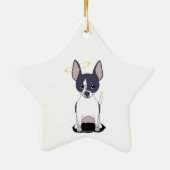 Zwart Wit Chihuahua Engel Keramisch Ornament (Achterkant)