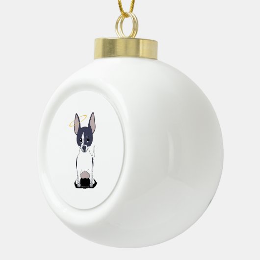 Zwart Wit Chihuahua Engel Keramische Bal Ornament (Rechts)