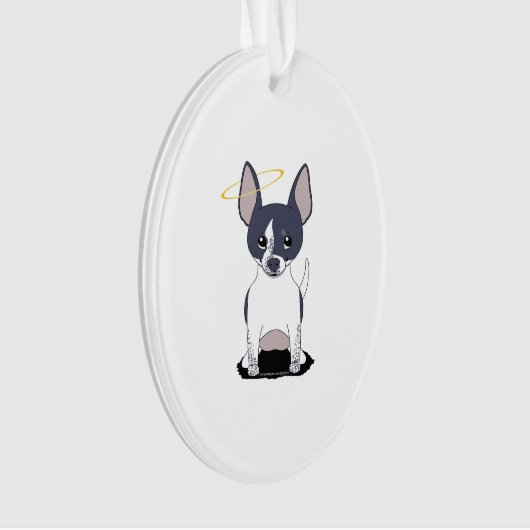 Zwart Wit Chihuahua Engel Ornament (voorkant)