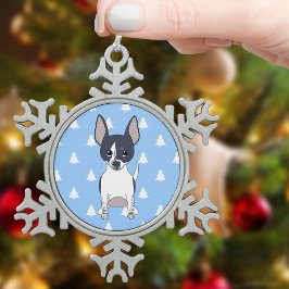 Zwart-wit Chihuahua Kerstboom Patroon Tin Sneeuwvlok Ornament