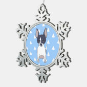 Zwart-wit Chihuahua Kerstboom Patroon Tin Sneeuwvlok Ornament (Rechts)