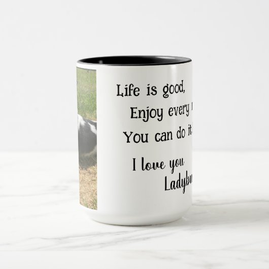 Zwart Wit Chihuahua met Oranje Rozen Inspirerend Mok (Midden)