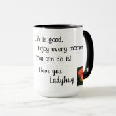 Zwart Wit Chihuahua met Oranje Rozen Inspirerend Mok (Voorkant rechts)