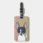 Zwart-wit Chihuahua Roze Groen Goud Chevron Bagagelabel (Voorkant verticaal)