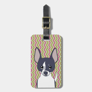 Zwart-wit Chihuahua Roze Groen Goud Chevron Bagagelabel