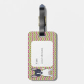 Zwart-wit Chihuahua Roze Groen Goud Chevron Bagagelabel (Achterkant verticaal)