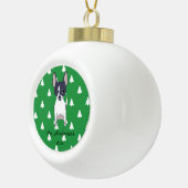 Zwart-wit Chihuahua Witte Kerstbomen Keramische Bal Ornament (Rechts)
