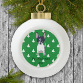 Zwart-wit Chihuahua Witte Kerstbomen Keramische Bal Ornament